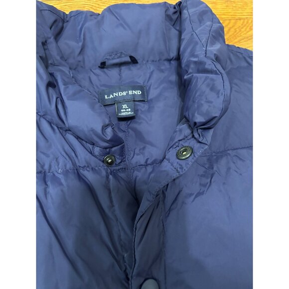 Lands' End Mens Down Puffer Vest Sz XL 46-46 Navy Blue Insulated Snap Button - Picture 5 of 7
